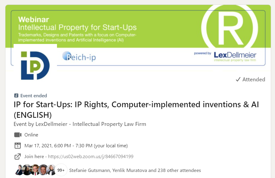 Vortrag: (Software) Patente für innovative Start-ups, auch auf KI