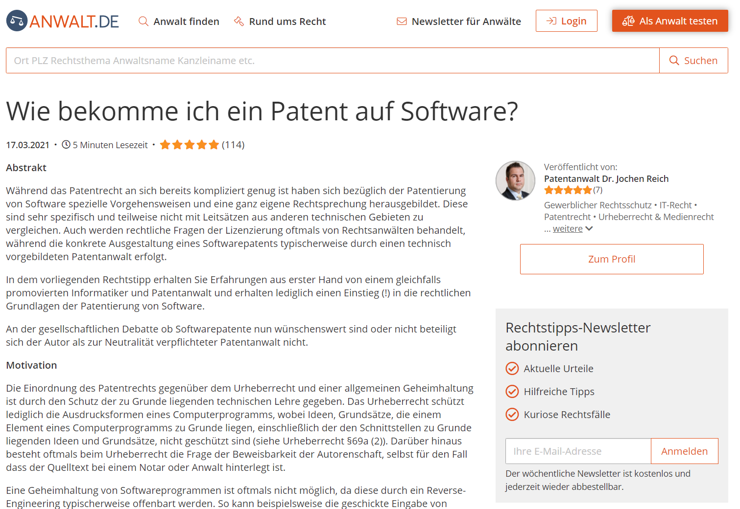 Wie bekomme ich ein Patent auf Software?