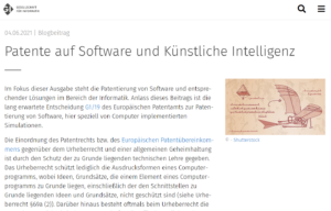 Artikel für GI: Patente auf Software und Künstliche Intelligenz